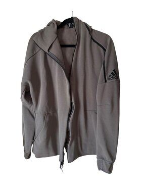 Adidas Hooded Full-Zip Sweatshirt Jacket Gray Size L